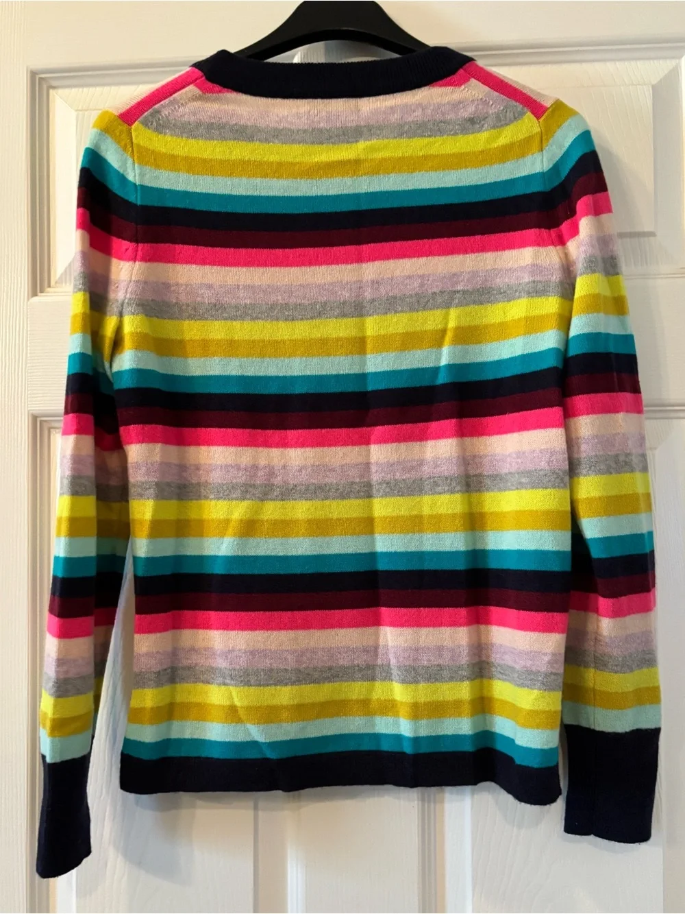 J. Crew 100% Cashmere Women's Multicolor Stripe Crewneck Sweater